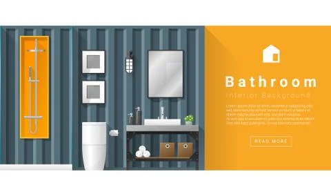Interior design Modern bathroom background Stock Illustration
