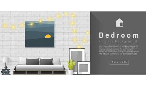 Interior design Modern bedroom background Stock Illustration