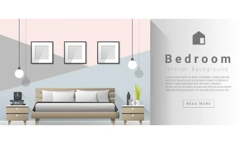 Interior design Modern bedroom background Stock Illustration