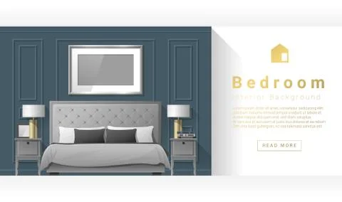 Interior design Modern bedroom background Stock Illustration