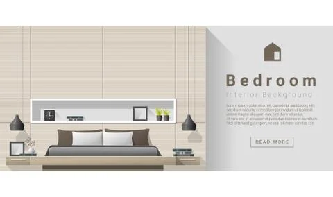 Interior design Modern bedroom background Free Stock Illustration