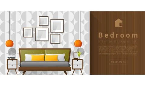 Interior design Modern bedroom background Stock Illustration