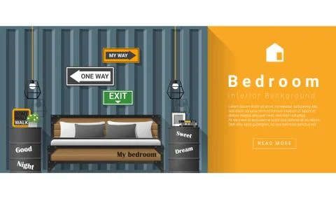 Interior design Modern bedroom background Stock Illustration