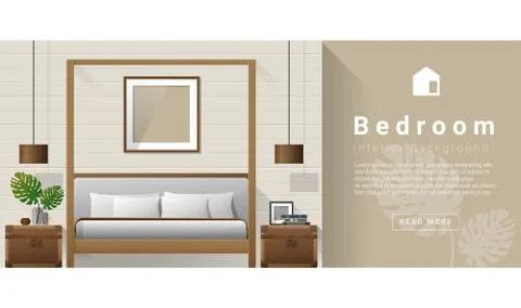Interior design Modern bedroom background Stock Illustration