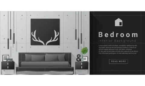 Interior design Modern bedroom background Illustrazione stock