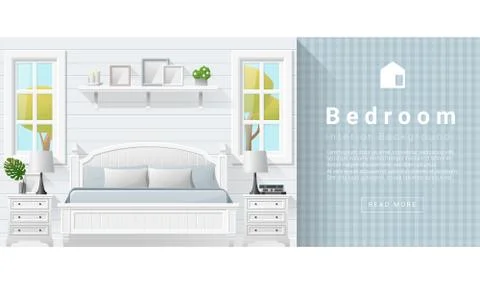 Interior design Modern bedroom background Stock Illustration