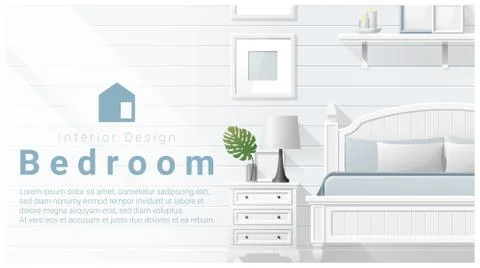 Interior design with Modern bedroom background Stock Illustration