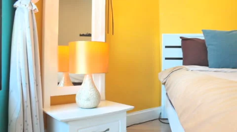 Interior Design: Modern Bedroom, Bedside cabinet, HD vdo. Stock Footage 56741949