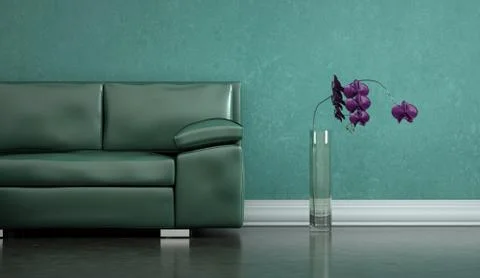 Interior design modern bright room with sofa Illustrazione stock