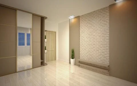 Interior Design. Modern empty living room Stock Illustration