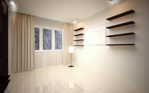 Interior Design. Modern empty living room Stock Illustration