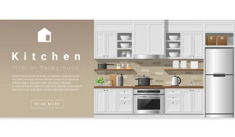 Interior design Modern kitchen background Illustrazione stock