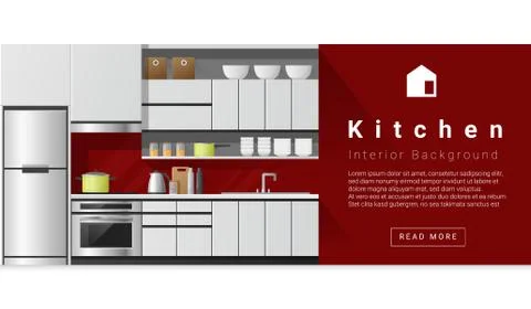 Interior design Modern kitchen background Stock Illustration