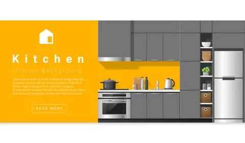 Interior design Modern kitchen background Stock Illustration