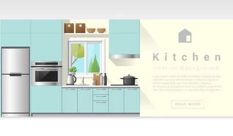 Interior design Modern kitchen background Stock Illustration