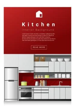 Interior design Modern kitchen banner Stock Illustration