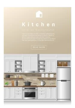 Interior design Modern kitchen banner Stock Illustration