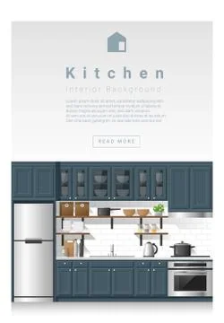 Interior design Modern kitchen banner Stock Illustration