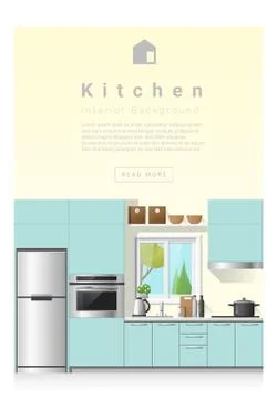 Interior design Modern kitchen banner Stockillustratie