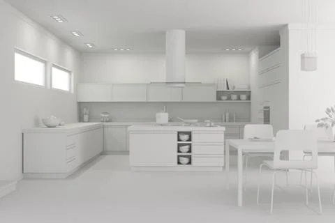 Interior design modern kitchen model Stock Illustration