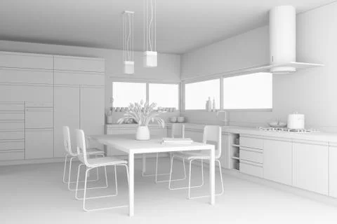 Interior design modern kitchen model Stock Illustration