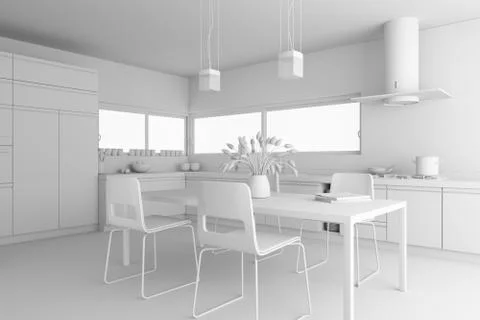 Interior design modern kitchen model Illustrazione stock