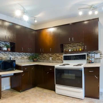 Interior design of modern kitchen Stock Photos
