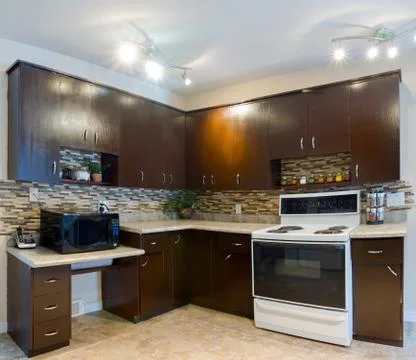 Interior design of modern kitchen Stock Photos