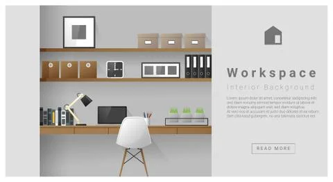 Interior design Modern workspace background Stock Illustration