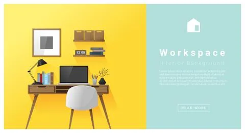 Interior design Modern workspace background Stock Illustration