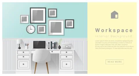 Interior design Modern workspace background Stock Illustration