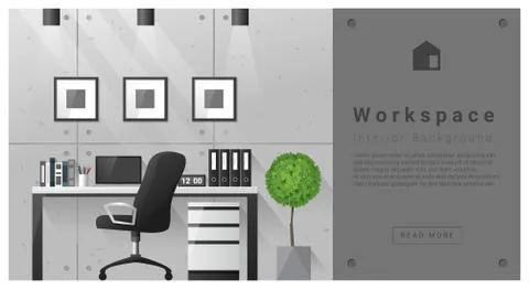 Interior design Modern workspace background Stock Illustration