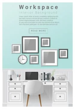 Interior design Modern workspace banner Stock Illustration