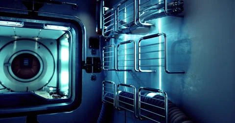 Interior design of a module on the International Space Station exploring spac Stock Illustration