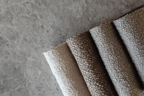 INTERIOR DESIGN MOODBOARD - SAMPLES OF TEXTILE AND NATURAL MATERIALS Stock Photos