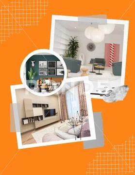 Interior Design Photo Collage PSD | Editable Modern Room Layout Template PSD Template