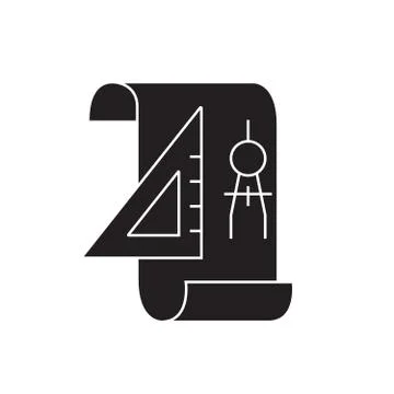 Interior design plan black vector concept icon. Interior design plan flat Stock Illustration