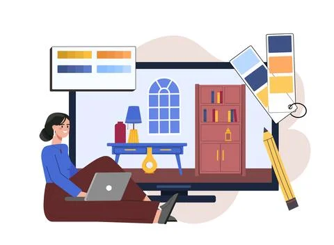 Interior design planning concept screen. Vector illustration Illustrazione stock