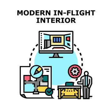 Interior design project planning and visualization concept Stock Illustration