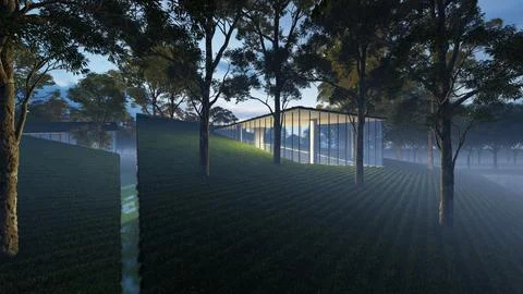 Interior Design resort 3d rendered luxery resort design Stock-Illustration