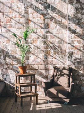 Interior design of the room or studio. Furniture - chair and stool with steps Stock Photos