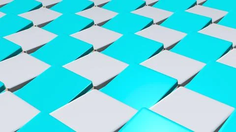 Interior Design with Rotating Blue Blocks Illustration