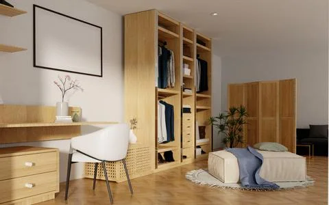 Interior design showcasing modern wellness workspace with natural elements. 3D Stock Illustration