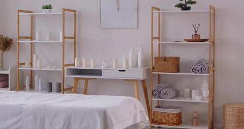 Interior design of spacious massage salon or beautician room with couch and Stock Footage 316277740