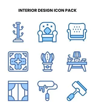 Interior Design Two Colour Bundle Icons Pack Stockillustratie