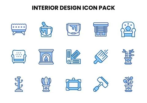 Interior Design Two Colour Graphics Icons Pack Stockillustratie