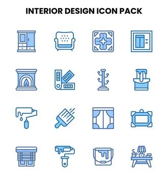Interior Design Two Colour SVG Icons Pack 스톡 일러스트