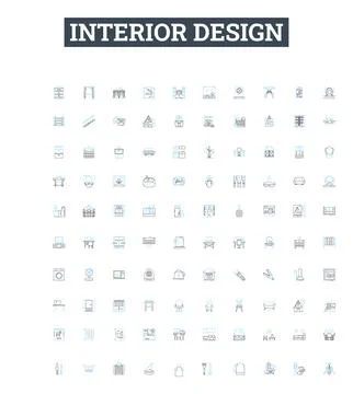 Interior design vector line icons set. Interiors, Design, Decorating Illustration