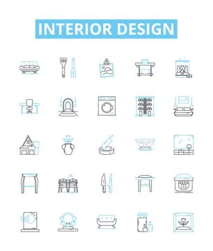 Interior design vector line icons set. Interiors, Design, Decorating Illustration