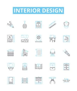 Interior design vector line icons set. Interiors, Design, Decorating Illustration